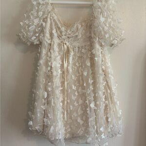 Mable Cream Mini Dress with 3D Butterfly Details